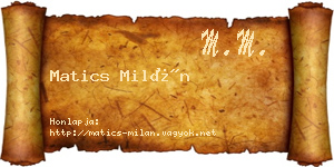 Matics Milán névjegykártya