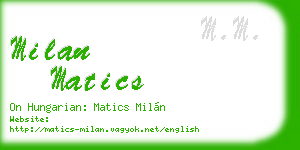 milan matics business card